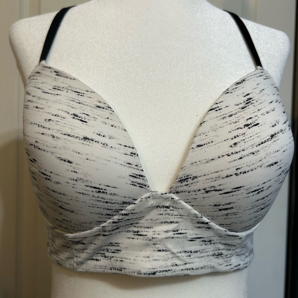 Seamless Plunge Bralette in White Black Heather